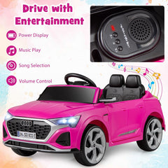 12V Licensed Audi SQ8 Kids Ride On Car with Power Display, Parent Remote, 3 Speeds and Soft Start, 38.5 in, Pink