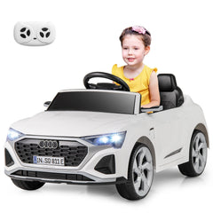 12V Licensed Audi SQ8 Kids Ride On Car with Soft Start, Parent Remote, 3 Speeds and Two 12V Motors, 38.5 in, White