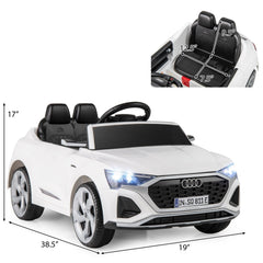 12V Licensed Audi SQ8 Kids Ride On Car with Soft Start, Parent Remote, 3 Speeds and Two 12V Motors, 38.5 in, White