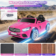 12V Licensed Mercedes-Benz SL Kids Ride On Car with Parent Remote, Soft Start, Radio and Wireless, 1.9 mph, Pink