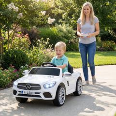 12V Licensed Mercedes-Benz SL Kids Ride On Car with Dual 25W Motors, Battery Indicator and Parent Remote, 66 lb, White