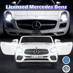 12V Licensed Mercedes-Benz SL Kids Ride On Car with Dual 25W Motors, Battery Indicator and Parent Remote, 66 lb, White