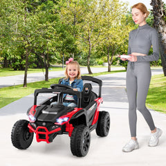 12V Kids Ride On UTV with Parent Remote, 3 Speeds, Forward and Reverse, Spring Suspension and LED Lights, 3.1 mph, Red