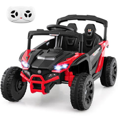 12V Kids Ride On UTV with Parent Remote, 3 Speeds, Forward and Reverse, Spring Suspension and LED Lights, 3.1 mph, Red