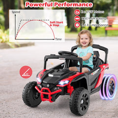12V Kids Ride On UTV with Parent Remote, 3 Speeds, Forward and Reverse, Spring Suspension and LED Lights, 3.1 mph, Red