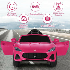 12V Licensed Maserati Kids Ride On Car with 2.4G Parent Remote, Spring Suspension, Radio and USB, 66 lb, Pink