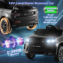 12V Licensed Land Rover Discovery Kids Ride On Car with Parent Remote, Lockable Doors, Slow Start and USB, 55 lb, Black
