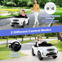 12V Licensed Land Rover Discovery Kids Ride On Car with USB, MP3, Parent Remote and Slow Start, 55 lb, White