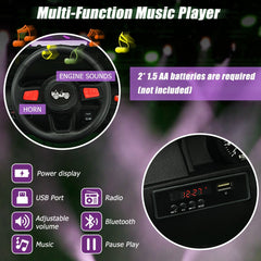 12V Kids 2 Seater Ride On Truck with Music Player, USB, FM Radio, 2.4G Remote and 3 Speeds, 77 lb, Purple