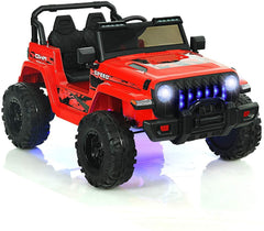 12V Kids 2 Seater Ride On Truck with 1 to 2 Hour Play Time, 2.4G Remote, 3 Speeds and 17 in Bench, 77 lb, Red