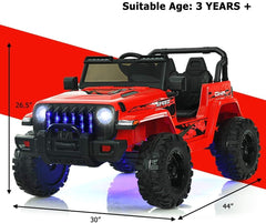 12V Kids 2 Seater Ride On Truck with 1 to 2 Hour Play Time, 2.4G Remote, 3 Speeds and 17 in Bench, 77 lb, Red