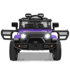 12V Kids Ride On Truck with Lockable Doors, Parent Remote, Emergency Brake and Spring Suspension, 66 lb, Purple