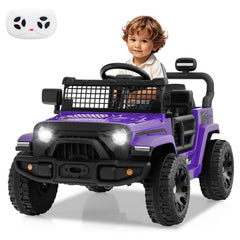 12V Kids Ride On Truck with Lockable Doors, Parent Remote, Emergency Brake and Spring Suspension, 66 lb, Purple