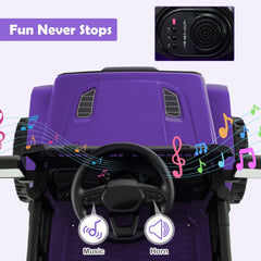12V Kids Ride On Truck with Lockable Doors, Parent Remote, Emergency Brake and Spring Suspension, 66 lb, Purple