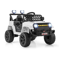12V Kids Ride On Truck with Labelled Control Panel, Parent Remote, 3 Speeds and 10 in Clearance, 66 lb, White