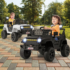 12V Kids Ride On Truck with Labelled Control Panel, Parent Remote, 3 Speeds and 10 in Clearance, 66 lb, White