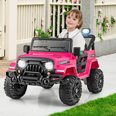 12V Kids Ride On Truck with Integrated Charging Port, 2 x 35W Motors and 3 Speed Remote, 66 lb, Pink