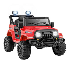 12V Kids Ride On Truck with Roof Searchlights, LED Headlights, 3 Speed Remote and Wireless Music, 66 lb, Red