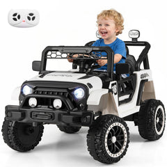 12V Kids Ride On Truck with 4 Wheel Suspension, Parent Remote, 3 Speeds and Emergency Brake, 66 lb, Black Trim
