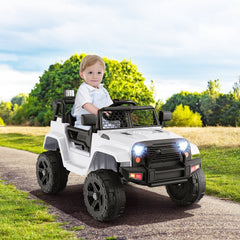 12V Kids Ride On Truck with Anti Slip Wheels, Parent Remote, 3 Speeds, Slow Start and Seat Belt, 66 lb, White