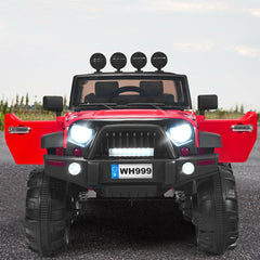 12V Kids Ride On Truck with Double Magnetic Doors, 2.4G Parent Remote, 3 Speeds and Spring Suspension, 66 lb, Red