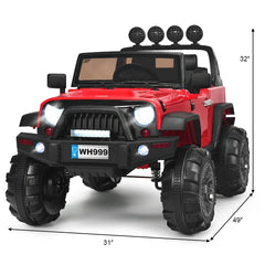 12V Kids Ride On Truck with Double Magnetic Doors, 2.4G Parent Remote, 3 Speeds and Spring Suspension, 66 lb, Red
