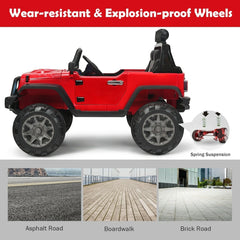 12V Kids Ride On Truck with Double Magnetic Doors, 2.4G Parent Remote, 3 Speeds and Spring Suspension, 66 lb, Red