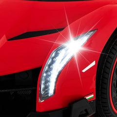 12V Licensed Lamborghini 4WD Kids Ride On Sports Car with 4 Motors, Hydraulic Doors and 2.4G Remote, 66 lb, Red