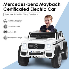 12V Licensed Mercedes-Benz Maybach Kids Ride On Car with USB, TF and AUX, 2.4G Remote and Four Wheel Springs, 66 lb, White