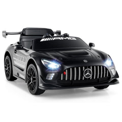 12V Licensed Mercedes-AMG GT3 Kids Ride On Car with Upward Doors, 3 Point Belt and 3 Speed Remote, 55 lb, Black