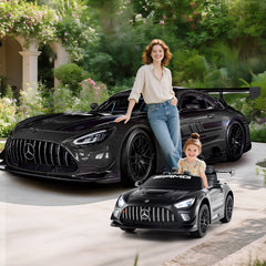 12V Licensed Mercedes-AMG GT3 Kids Ride On Car with Upward Doors, 3 Point Belt and 3 Speed Remote, 55 lb, Black