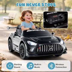 12V Licensed Mercedes-AMG GT3 Kids Ride On Car with Upward Doors, 3 Point Belt and 3 Speed Remote, 55 lb, Black