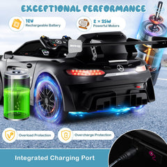 12V Licensed Mercedes-AMG GT3 Kids Ride On Car with Upward Doors, 3 Point Belt and 3 Speed Remote, 55 lb, Black