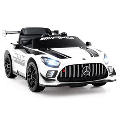 12V Licensed Mercedes-AMG GT3 Kids Ride On Car with Carry Handle, Transport Wheels and 3 Speed Remote, 55 lb, White