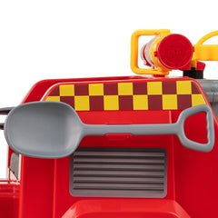 12V Kids Ride On Fire Truck with Water Tank and Gun, Shovel, Wrench, Siren and Parent Remote, 34 in, Red