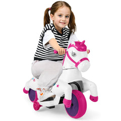 12V Kids Ride On Unicorn with Music, One Button Start, Horse Riding Mode and Anti Slip Wheels, 66 lb, Rose Red