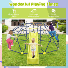 13.3 FT Climbing Dome Geometric Dome Climber with Extended Wavy Slide and 2 Rest Platforms-Multicolor