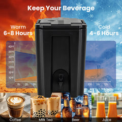 13.2 Gal Insulated Beverage Dispenser Commercial with Two-Stage Faucet-4 pieces