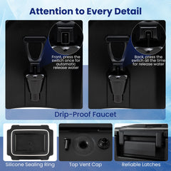 13.2 Gal Insulated Beverage Dispenser Commercial with Two-Stage Faucet-4 pieces