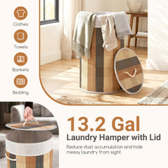 13.2 Gal Laundry Hamper with Removable and Machine-Washable Liner-Multicolor