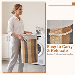 13.2 Gal Laundry Hamper with Removable and Machine-Washable Liner-Multicolor