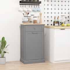 Kitchen Tilt Out Trash Bin Cabinet, Free Standing Recycling Cabinet, Trash Can Holder with Drawer, White