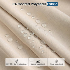 13FT Double-sided Patio Umbrella with Solar Lights for Garden Pool Backyard-Beige