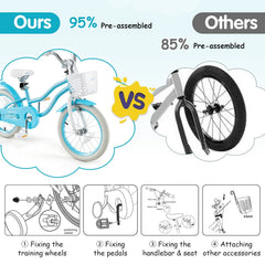 16 Inch Kids Bike with Dual Brakes, Adjustable Seat and Rear Reflector, Aqua Blue