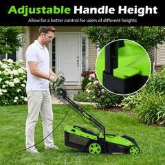 14-Inch 12-Amp Corded Electric Lawn Mower w/ 5-Position Height Adjustment-Green