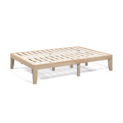 14 Inch Full Size Wood Platform Bed Frame with Wood Slat Support, Natural
