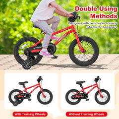 14 Inch Kids Bike with Handbrake, Coaster Brake and Bell, Red