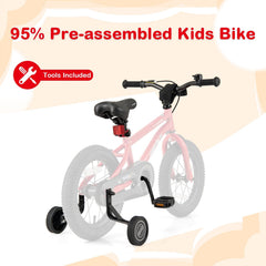 14 Inch Kids Bike with Handbrake, Coaster Brake and Bell, Red