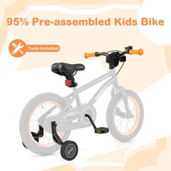14 Inch Kids Sport Bike with Adjustable Seat and Removable Training Wheels, Black