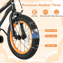 14 Inch Kids Sport Bike with Adjustable Seat and Removable Training Wheels, Black